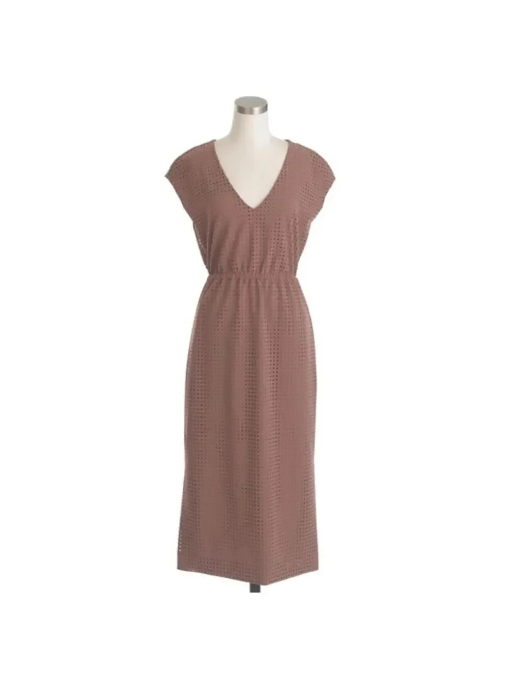 (RC) J. Crew Womens Mauve Brown Drapey Perforated Midi Dress Size 12 Style B9887